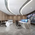 Modern monitoring room Command control room Central control room 3d model