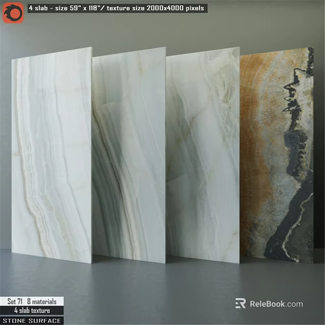 Natural Marble Panels With Various Textured Patterns For Home Interior Design 3d model 