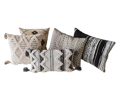 Boho Style Decorative Pillow Covers With Geometric Patterns And Tassel Accents 3d model