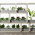 White Frame Multi Layer Indoor Plant Room Divider With Decorative Greenery And Lattice Design