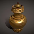 Golden Carved Decorative Ornament Set with Intricate Patterns and Classic Style