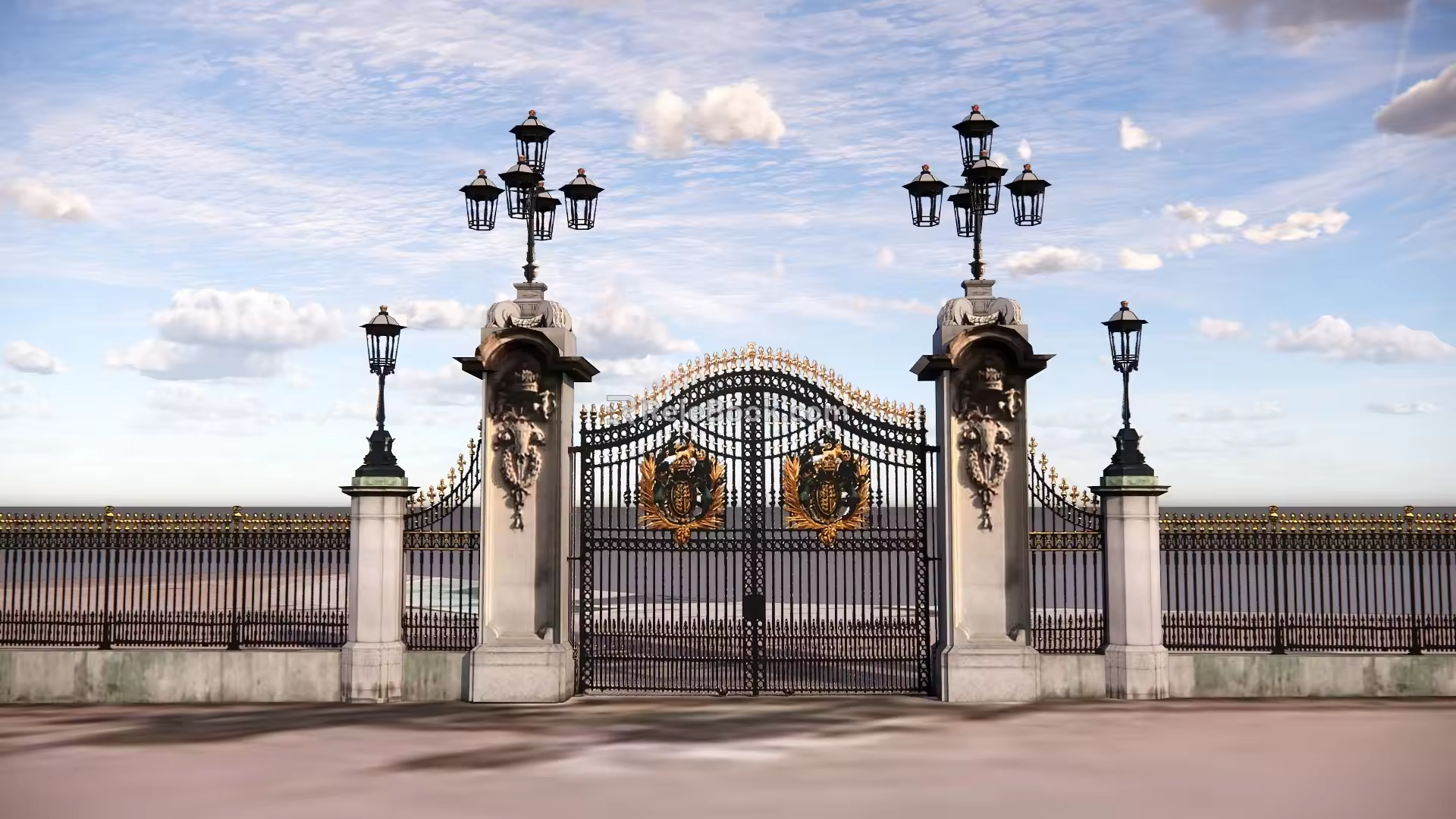 European-style courtyard iron gate 3d model