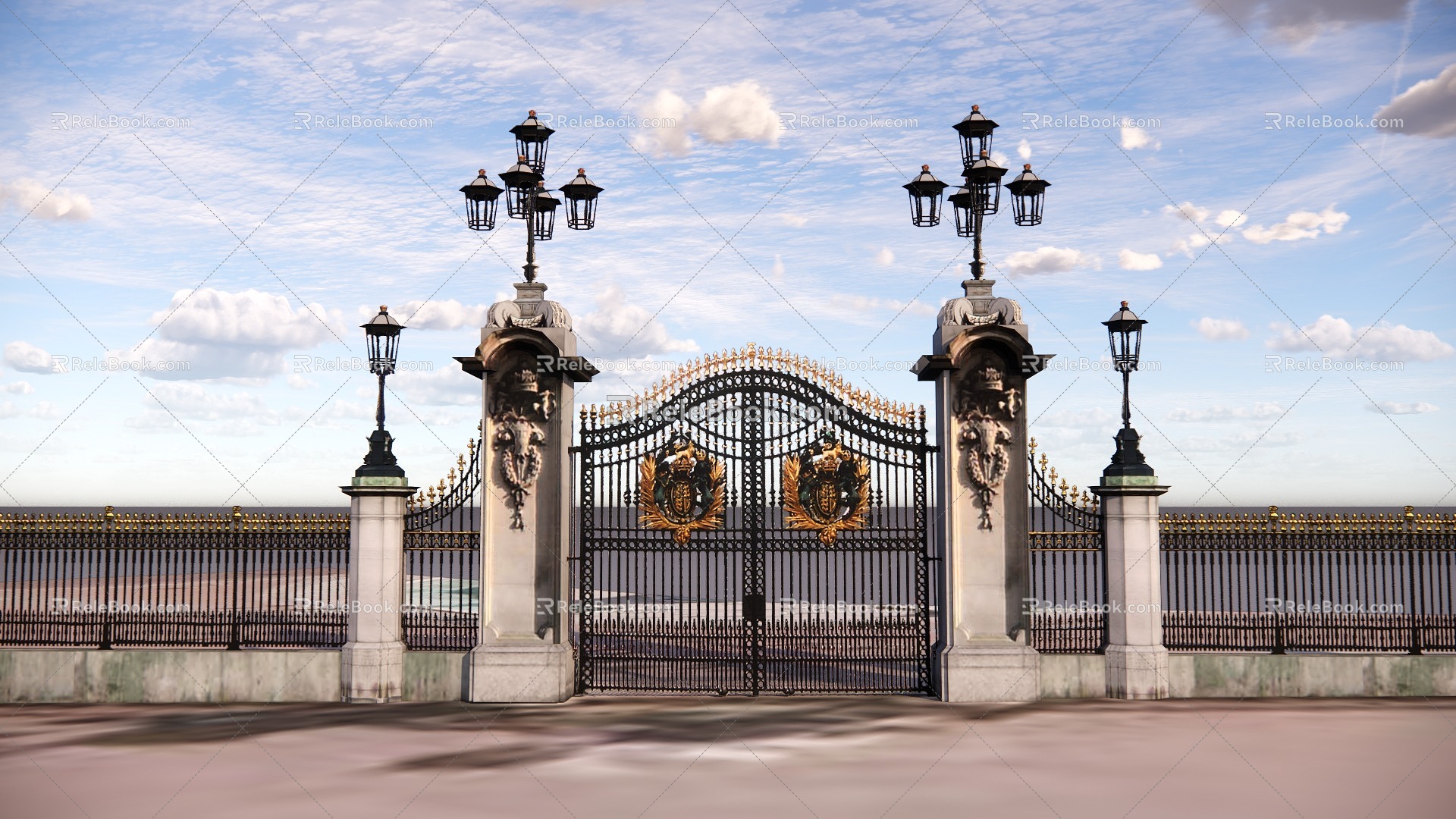 European-style courtyard iron gate 3d model