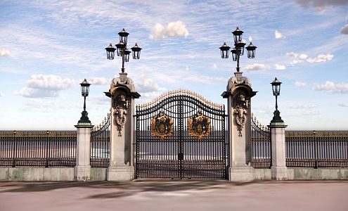 European-style courtyard iron gate 3d model