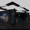 Interstellar Crossing VIII Modern Exhibition Booth Entrance Blue Black With Moon Surface Earth