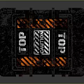 Industrial Storage Crate With Red Panel Black Exterior Orange Warning Stripes And Lift Here Labels