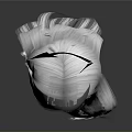 3D Head Model With White Long Curly Hair Wig Featuring Natural Bangs And Shiny Texture