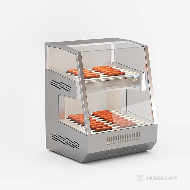 Stainless Steel Double Layer Glass Door Kitchen Food Warmer Display Cabinet For Bread 3d model 