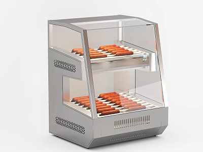 Stainless Steel Double Layer Glass Door Kitchen Food Warmer Display Cabinet For Bread 3d model