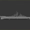 Warship Model With White Hull Black Structures And Gray Background
