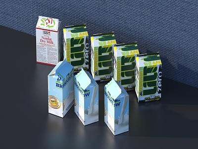 Modern milk beverage food packaging box bag combination model