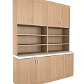 Wooden Cabinetry With Open Shelves Closed Cabinets And White Countertop