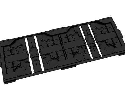 Black Plastic Storage Tray With Multiple Compartments Structured Grooves And Divider Design 3d model