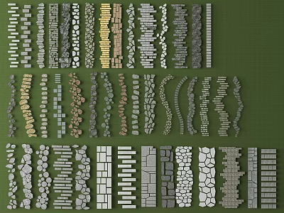 Diverse Garden Stepping Stones Designs With Various Stone Shapes And Patterns 3d model