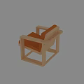 Elegant Modern Armchair With Wooden Frame Orange Cushion And Stylish Design