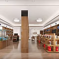Modern Tobacco And Alcohol Store Interior With Wooden Shelves Product Displays And Bright Lighting