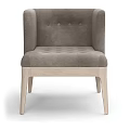 Light Gray Fabric Accent Chair With Button Tufted Back And Wooden Legs