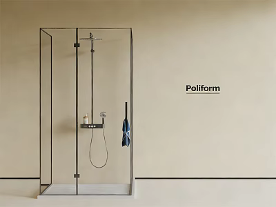 Modern Shower Sauna Interior Design With Transparent Glass Enclosure And Poliform 3d model