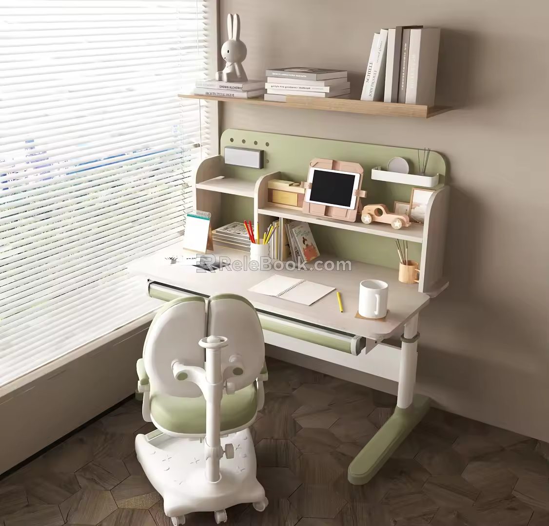 Modern Children's Study Table Modern Study Table and Chair Lifting Table Lifting Table and Chair 3d model