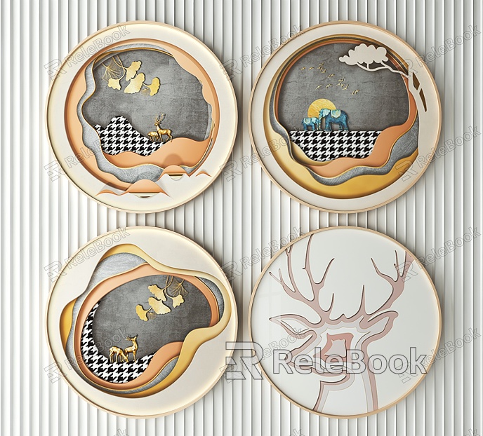 Nordic Round Frame Painting Decorative Painting model