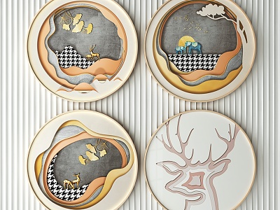 Nordic Round Frame Painting Decorative Painting model