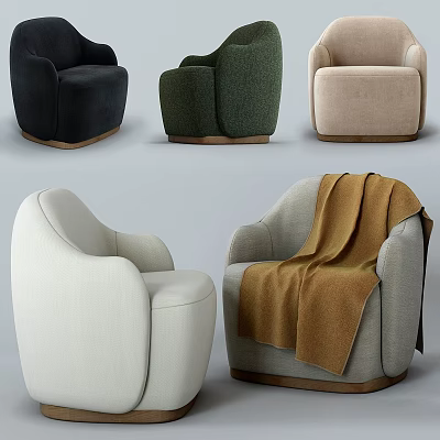 Modern Upholstered Accent Chairs with Multiple Colors and Cozy Blanket 3d model