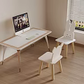 Cute Children's Desk with Rabbit Ear Chairs and Computer in Kids Room