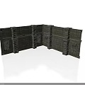 Modern Stone Wall Corner Architectural Structure With Columns And Grilled Windows