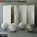 Decorative Building Components Featuring Textured Marble Stone Panels And Spheres