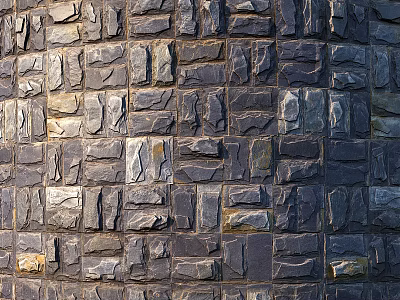 Rustic Natural Stone Wall Design With Irregular Stacked Stones And Textured Surface 3d model