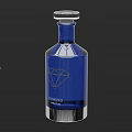 Elegant Blue Diamond Pattern Gin Bottle and Glass for Serving Premium Drinks