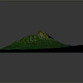 Green Terrain Model With Central Hill Structure And Flat Surface