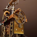 Vintage Telephone With Classic Design Wooden Handle Rotary Dial And Mechanical Components