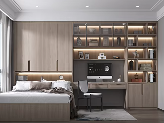 New Chinese Tatami Bedroom Tatami 3d model