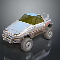 Retro Futuristic Off Road Concept Vehicle With Silver Body And Large Tires