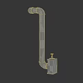 Industrial Metal Pipe Structure With Wooden Box And Red Control Knob