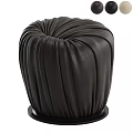 Elegant Black Leather Pleated Stool with Modern Design for Home Interior Decor