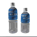 Two Bottles of Electrolyte Supplement Drink with Clear Liquid Blue Labels and White Caps