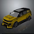Yellow And Black Sporty SUV With Black Roof And Sleek Body Accents