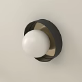 Modern Circular Wall Light With White Spherical Shade And Black Gold Ring 3d model