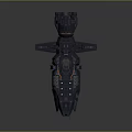 Futuristic Sci-Fi Spaceship Model With Detailed Blue Exterior And Orange Accents