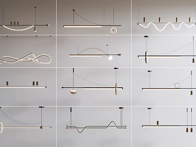 Modern Pendant Lights With Various Linear Curved And Wavy Design Styles For Interior 3d model