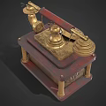 Vintage Daily Electrical Telephone Featuring Brass Decorations Wooden Base And Rotary Dial