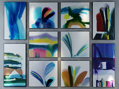 Colorful Abstract Paintings Collection With Diverse Shapes And Vibrant Artistic Designs 3d model