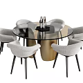 Dining Table and Chair Combination Dining Table Dining Chair Glass Dining Table Round Table 3d model