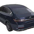 Dark Blue Modern Sedan With Sleek Body Design Front Grille And Alloy Wheels