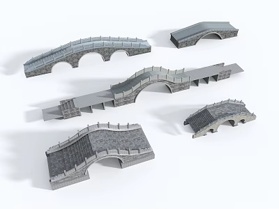 Various Stone Bridge Models Featuring Different Arch And Structure Designs 3d model
