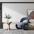 Modern single sofa single chair side table 3d model