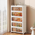 White Storage Cabinet With Multiple Transparent Drawers Organizing Food Items Indoors