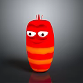 Cute Cartoon Household Decoration With Red Orange Stripes Big Eyes Smiling Mouth And Small Antennae